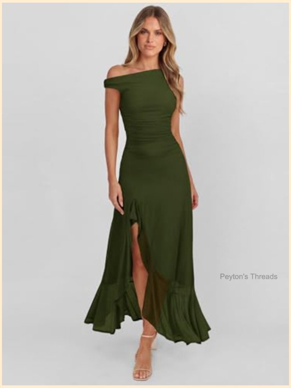 Off Shoulder Formal Dress Floral Mesh Bodycon Ruched Split Maxi Dress - Picture 2 of 7